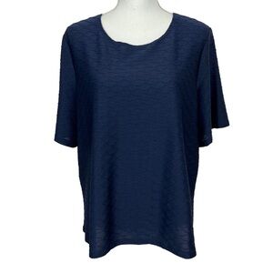 FASHION BUG Women’s Pullover Top Sz 2X (18/20) Color Blue Raised Print SS